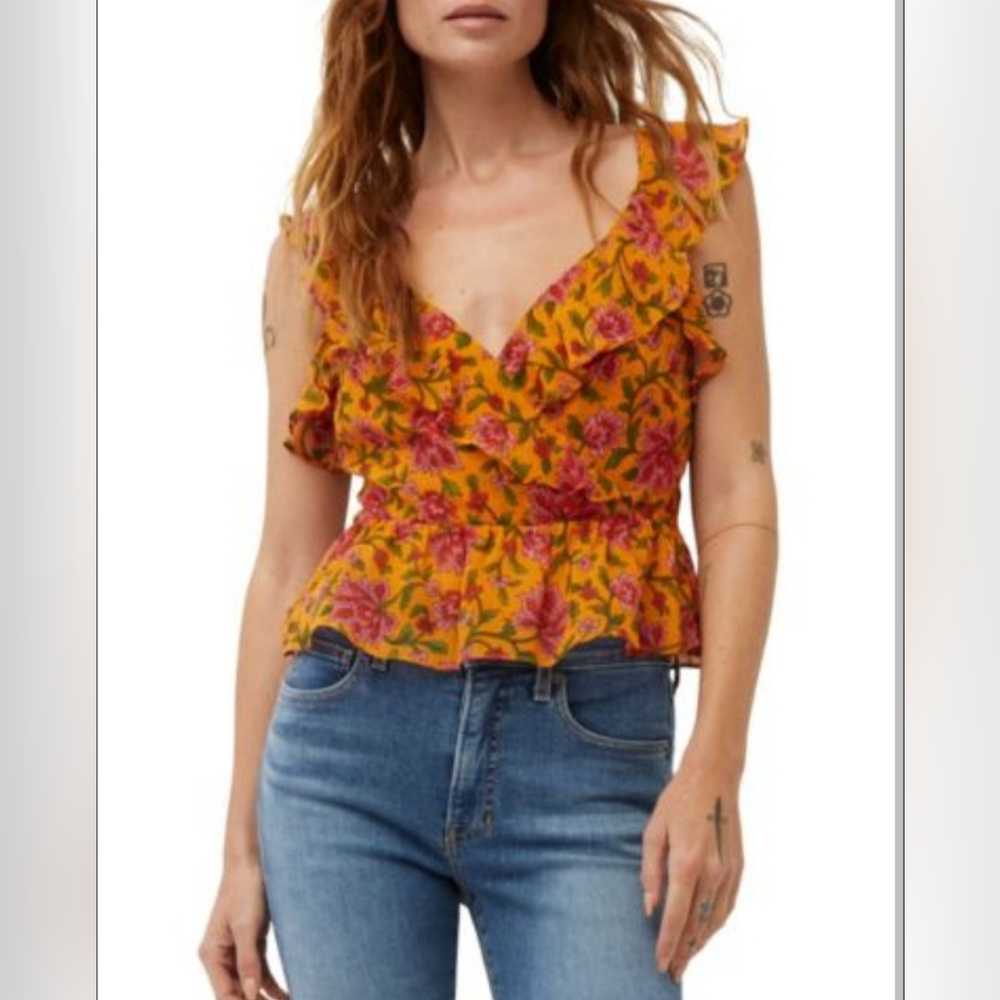Veronica Beard Randa Floral Peplum Blouse
